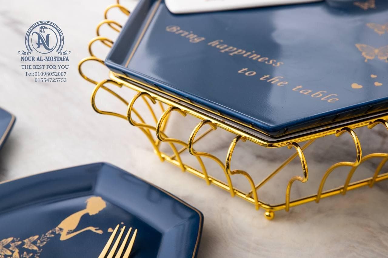 Cake Set Hexagonal - Navy Blue & Gold
